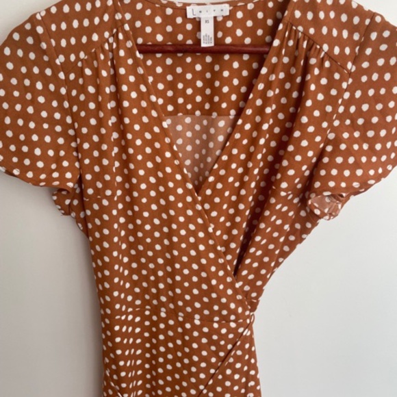 Copper/Ivory Polka Dot Wrap Dress from Leith - Picture 2 of 3